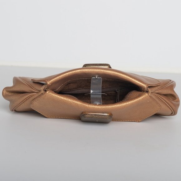 R & Y Augousti Gold Leather Clutch - Picture 3 of 4